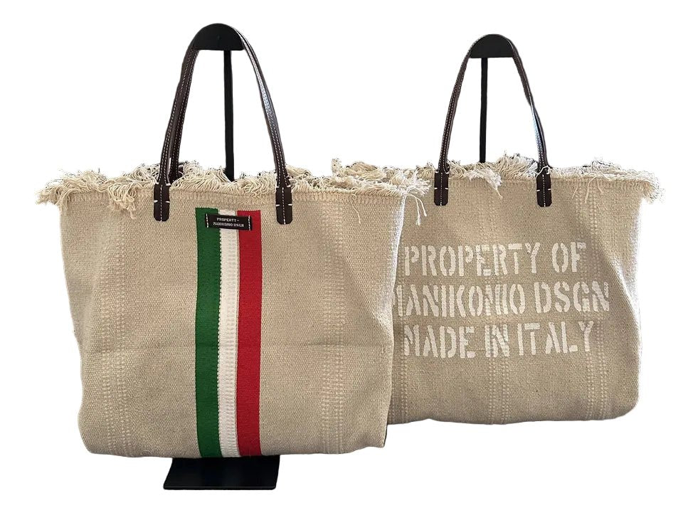 Shopper in cotone Manikomio SHPCS Italian flag - Pelletteria Allegrini