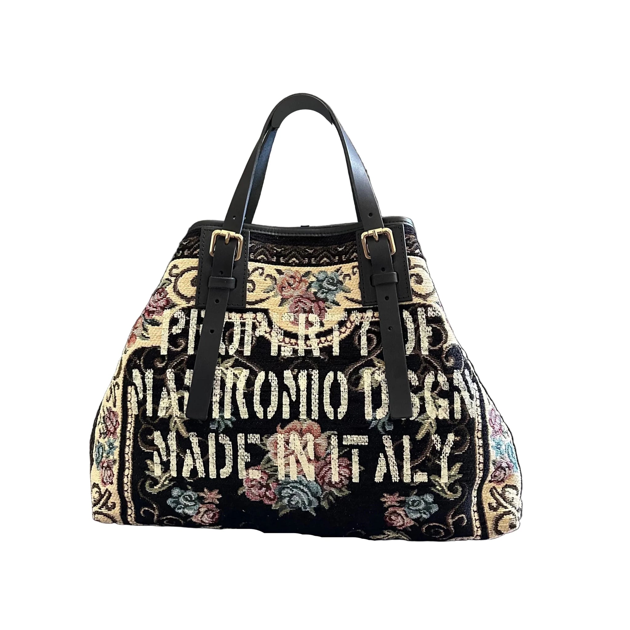 Shopping bag MANIKOMIO DESIGN 2 PROJECT "RUG" Nero - Pelletteria Allegrini