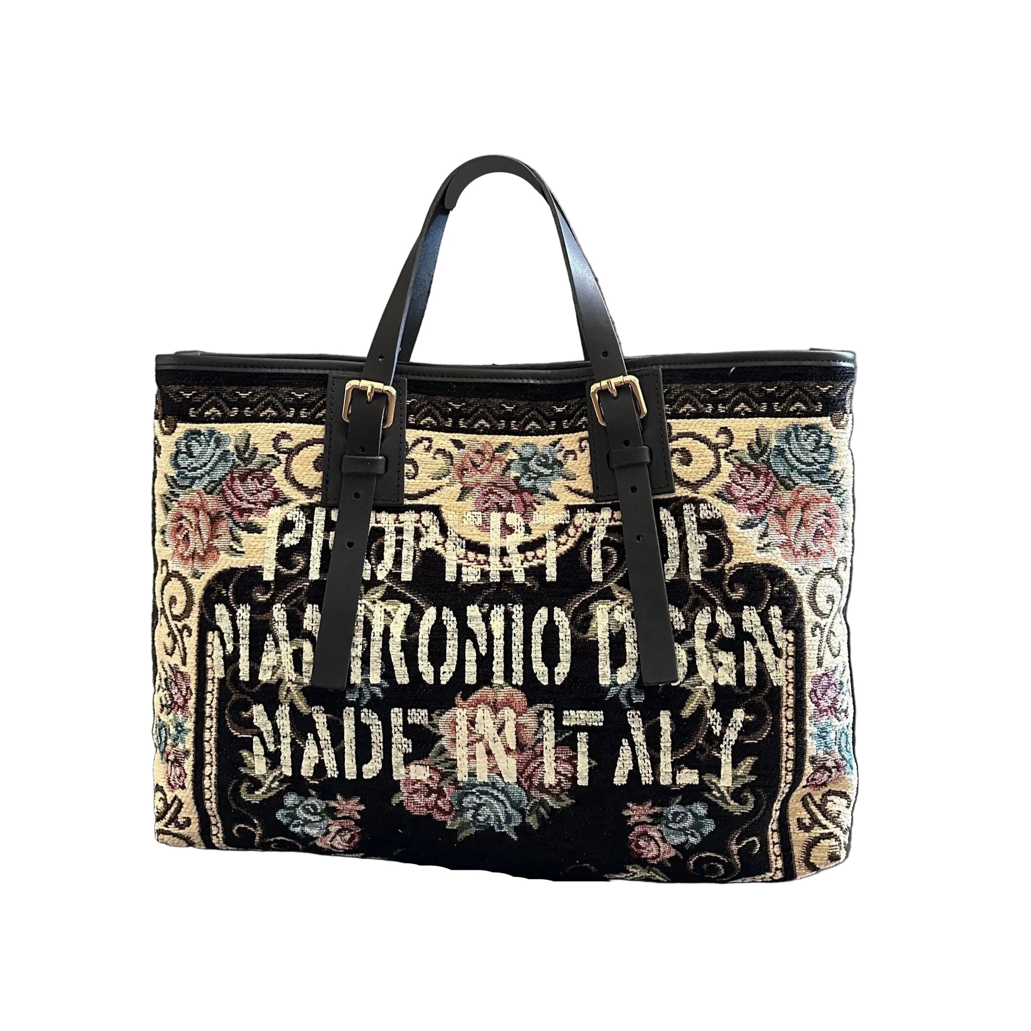 Shopping bag MANIKOMIO DESIGN 2 PROJECT "RUG" Nero - Pelletteria Allegrini