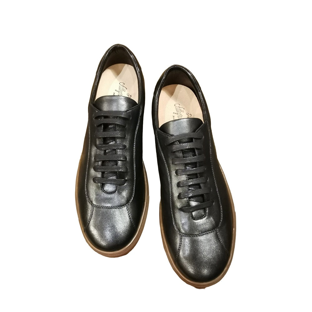 Sneaker bassa in pelle di agnello uomo Pelletteria Allegrini Filippo CLAUT Nero