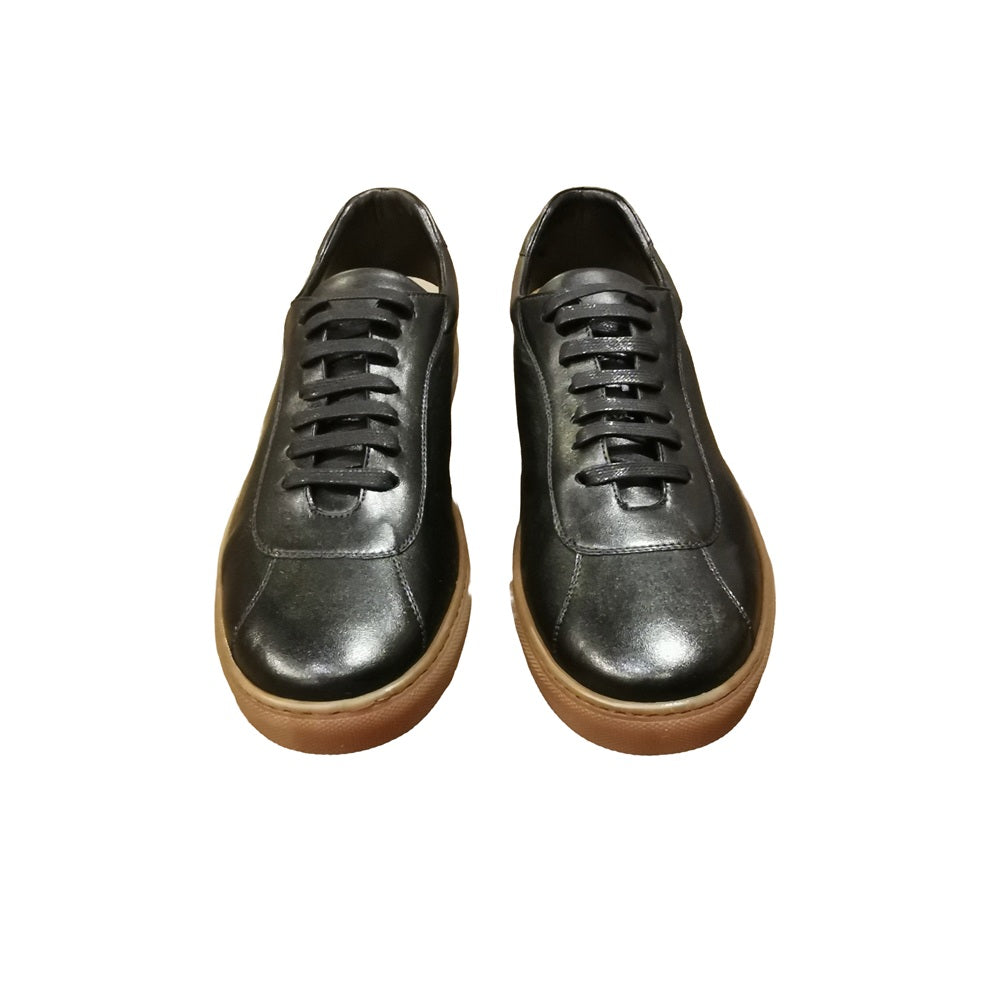 Sneaker bassa in pelle di agnello uomo Pelletteria Allegrini Filippo CLAUT Nero
