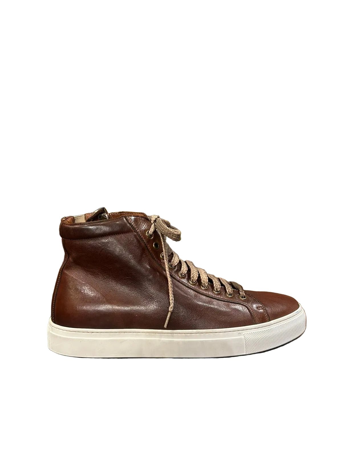 Sneakers alta da uomo in pelle Pelletteria Allegrini Filippo 6665 Marrone - Pelletteria Allegrini