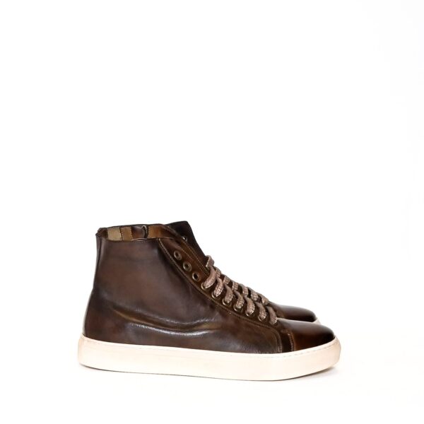 Sneakers alta donna in pelle Pelletteria Allegrini Filippo D665 Marrone - Pelletteria Allegrini