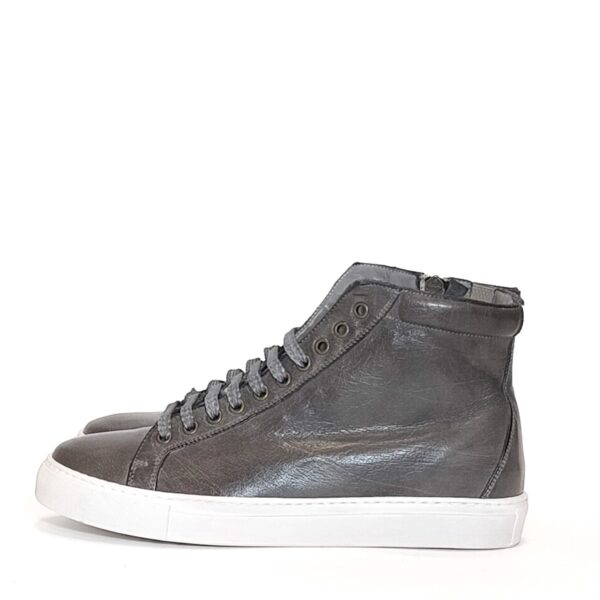 Sneakers alta donna in pelle Pelletteria Allegrini Filippo D665 Pietra fumo - Pelletteria Allegrini