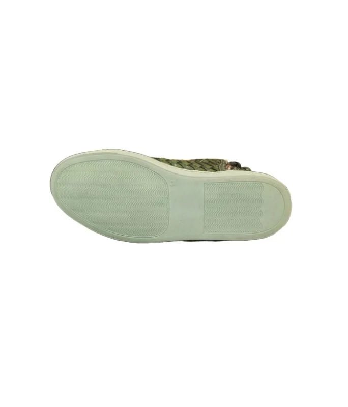 Sneakers alta intrecciata da donna in pelle Pelletteria Allegrini Filippo TAORMINA Verde - Pelletteria Allegrini