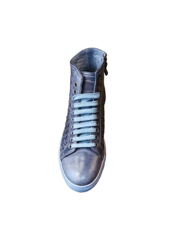 Sneakers alta intrecciata da uomo in pelle Pelletteria Allegrini Filippo 9777 Jeans - Pelletteria Allegrini