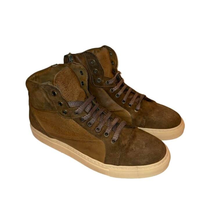 Sneakers alta uomo in pelle di bufalo Pelletteria Allegrini Filippo 8011 Moor - Pelletteria Allegrini