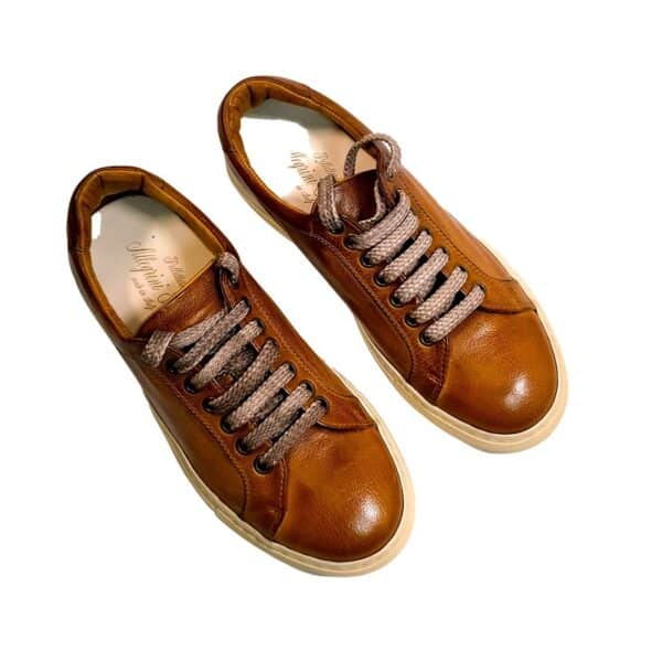 Sneakers bassa donna in pelle Pelletteria Allegrini Filippo D873 Cuoio - Pelletteria Allegrini