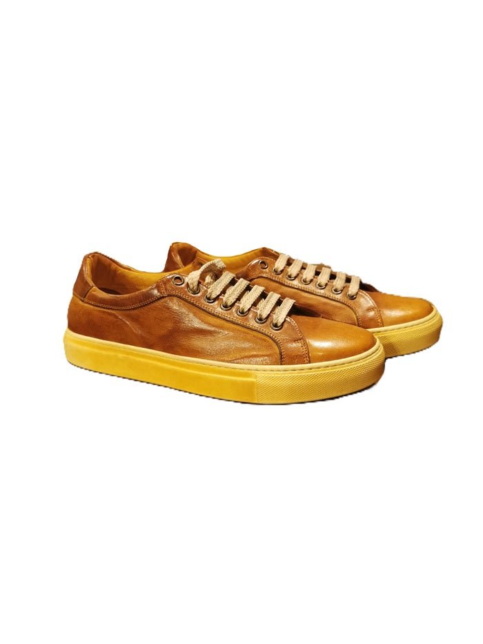 Sneakers bassa donna in pelle Pelletteria Allegrini Filippo D873 Cuoio - Pelletteria Allegrini