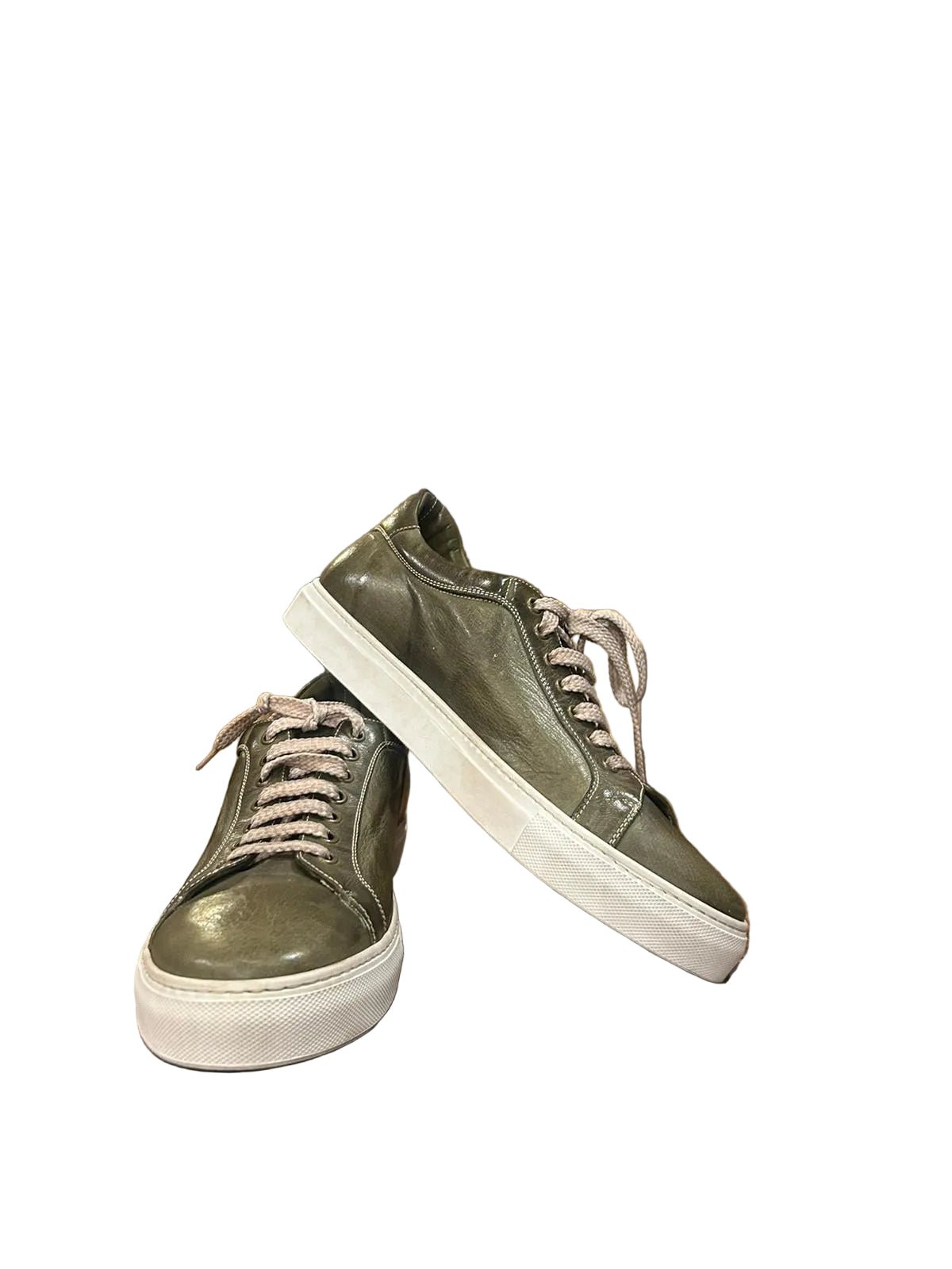 Sneakers uomo in pelle Pelletteria Allegrini Filippo 8073 Kaki - Pelletteria Allegrini