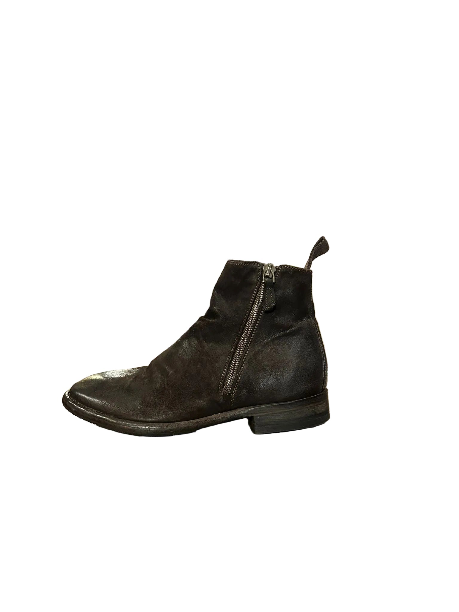 Stivaletto donna con zip in pelle rovesciata Pelletteria Allegrini Filippo D284 Ebano - Pelletteria Allegrini
