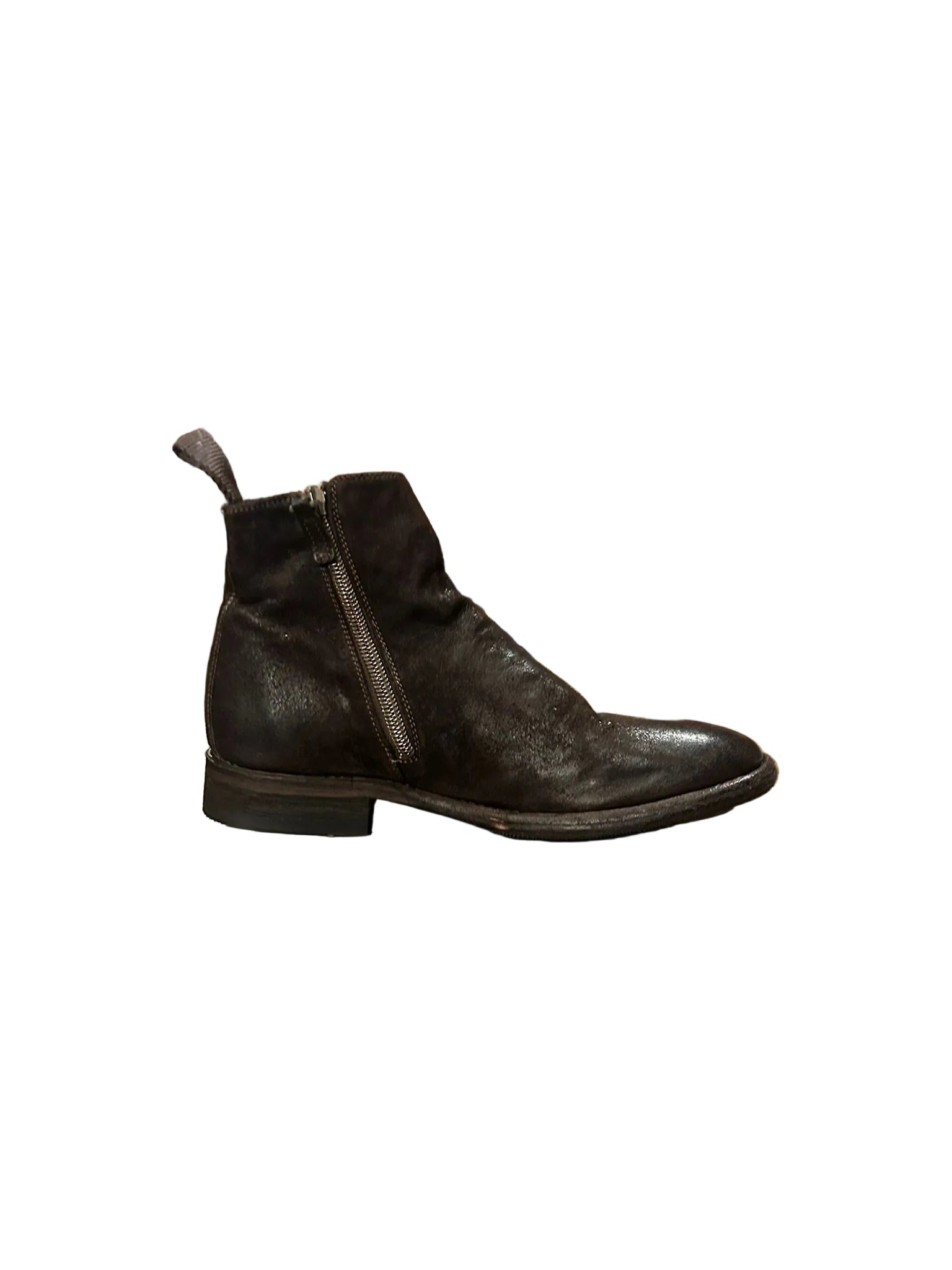 Stivaletto donna con zip in pelle rovesciata Pelletteria Allegrini Filippo D284 Ebano - Pelletteria Allegrini