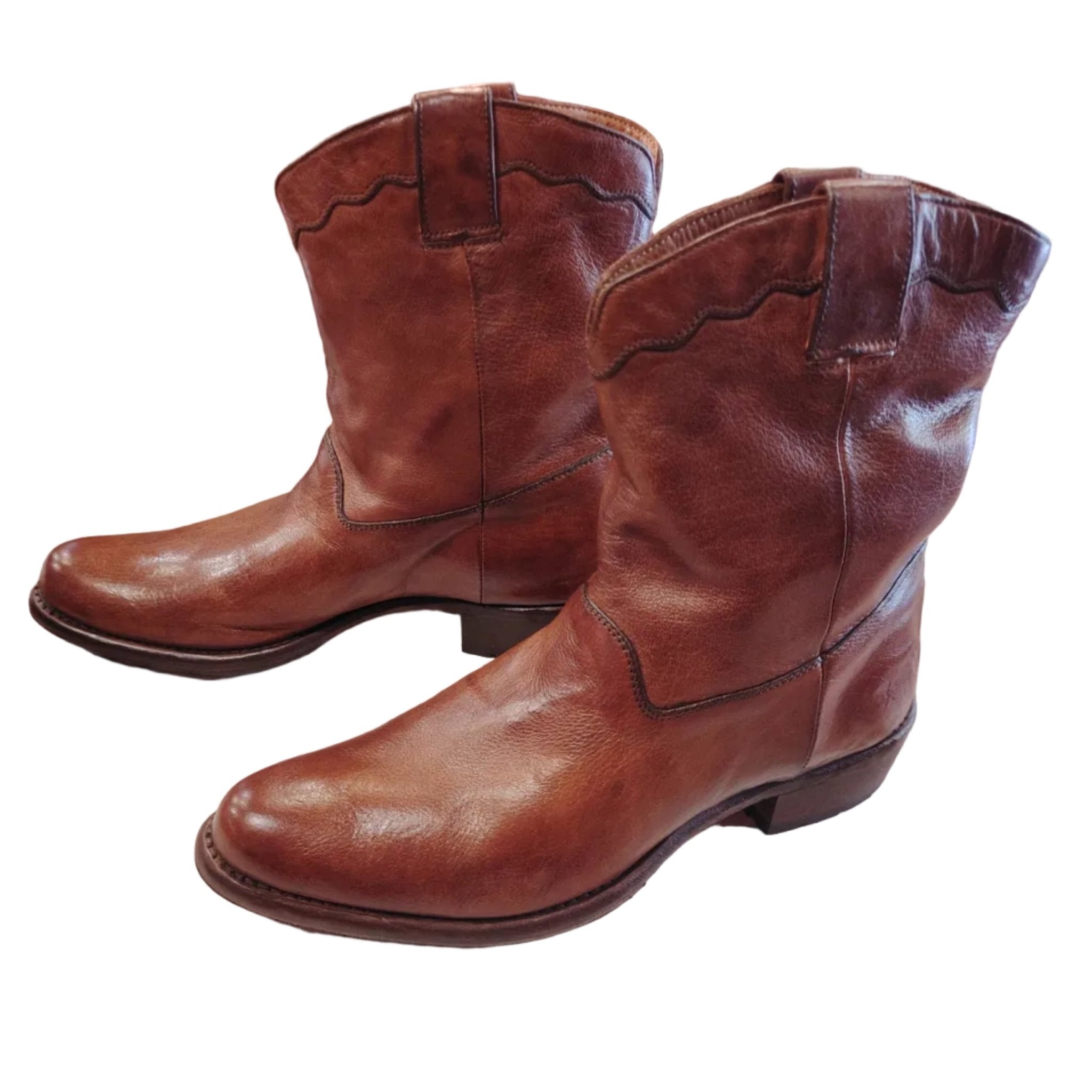 Stivaletto texano donna in pelle Pelletteria Allegrini Filippo 5258 Cuoio - Pelletteria Allegrini
