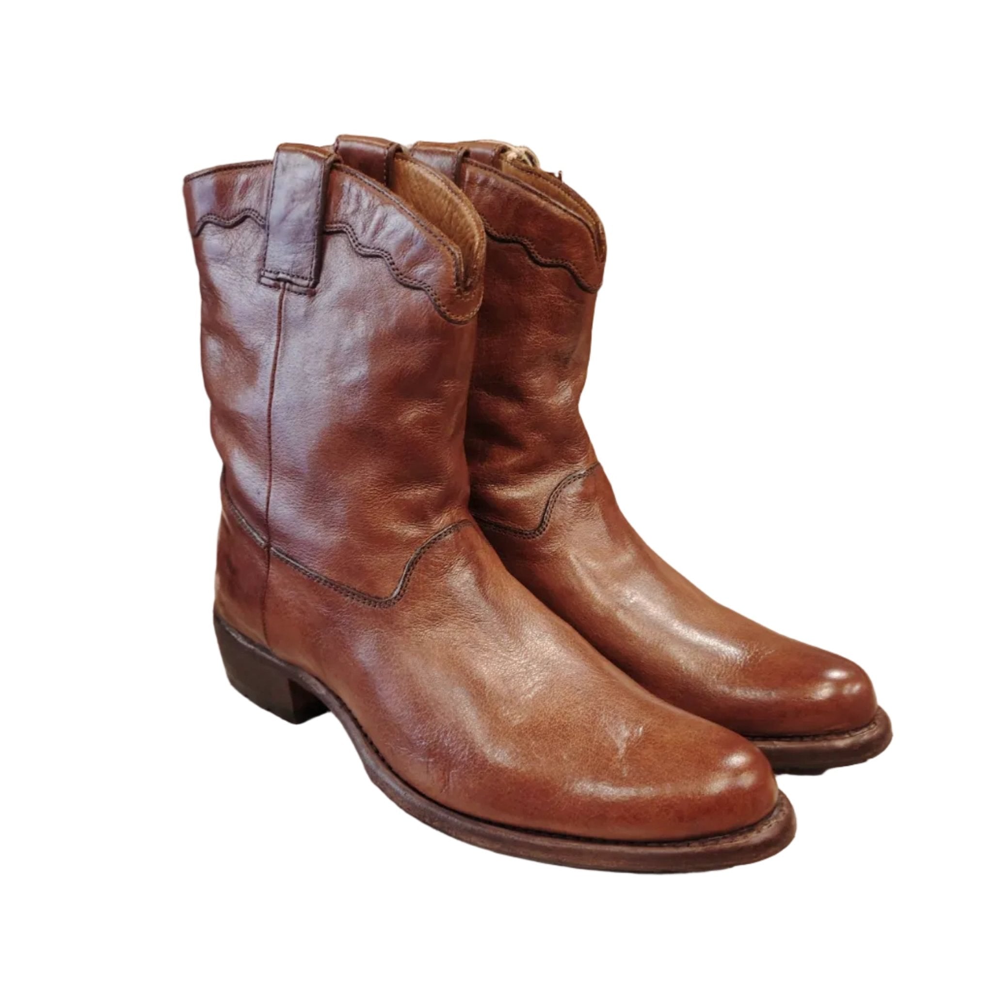 Stivaletto texano donna in pelle Pelletteria Allegrini Filippo 5258 Cuoio - Pelletteria Allegrini