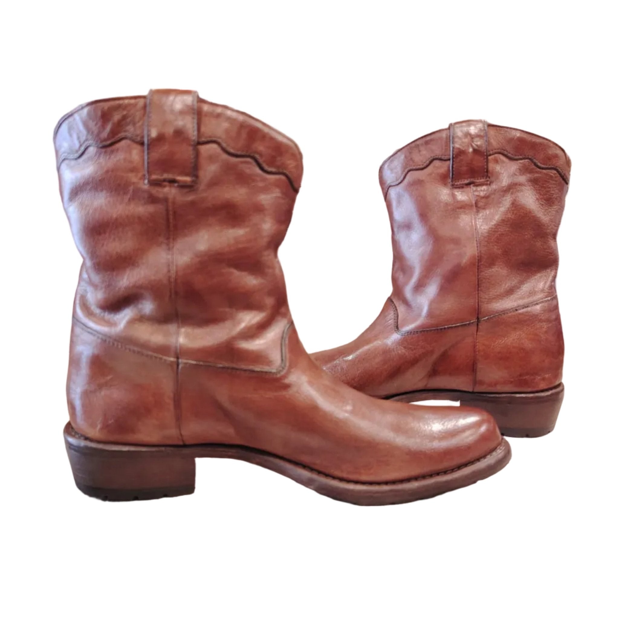 Stivaletto texano donna in pelle Pelletteria Allegrini Filippo 5258 Cuoio - Pelletteria Allegrini
