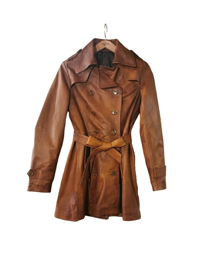 TRENCH donna in pelle Tuscany tamponato a mano Pelletteria Allegrini Filippo Rivista2 - Pelletteria Allegrini
