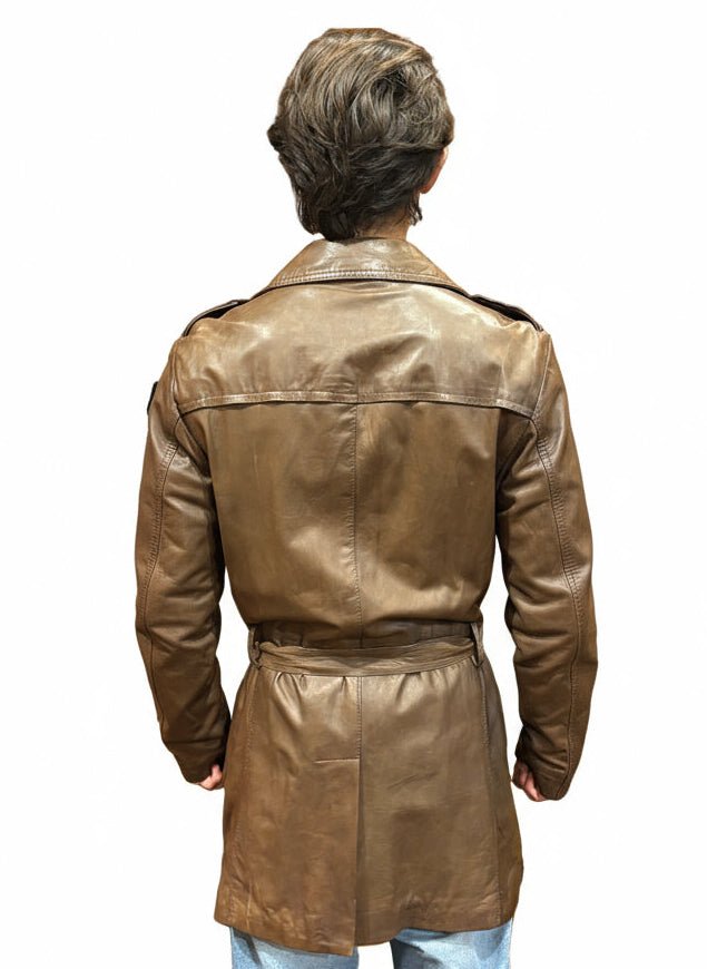 TRENCH uomo in pelle tamponato a mano Tuscany Pelletteria Allegrini Filippo Testa di moro - Pelletteria Allegrini