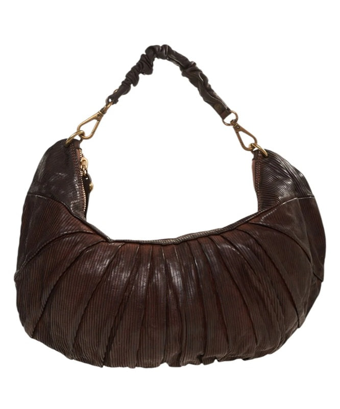 Big halfmoon leather bag/bum bag Campomaggi C040240ND X0001 cognac