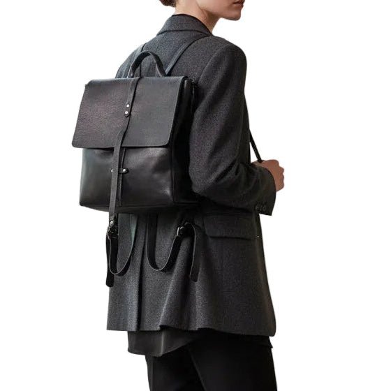 Zaino in pelle Bruno Rossi R22 Nero - Pelletteria Allegrini