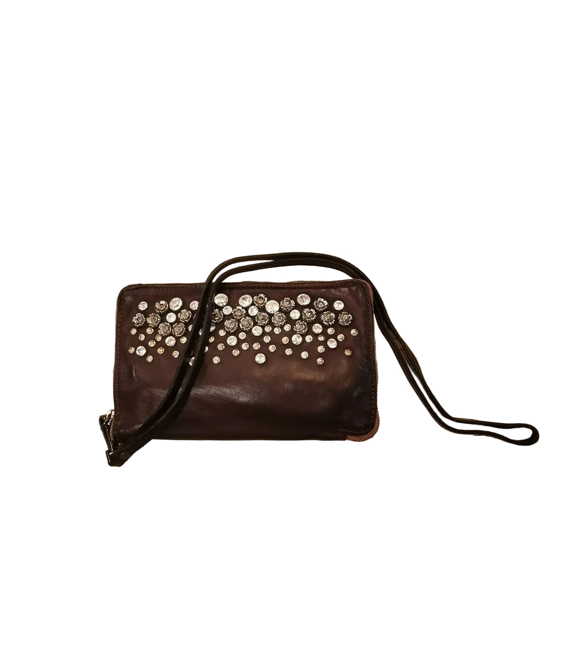 Campomaggi C003570ND-X0038 Women's Large Studded Wallet Dark Brown