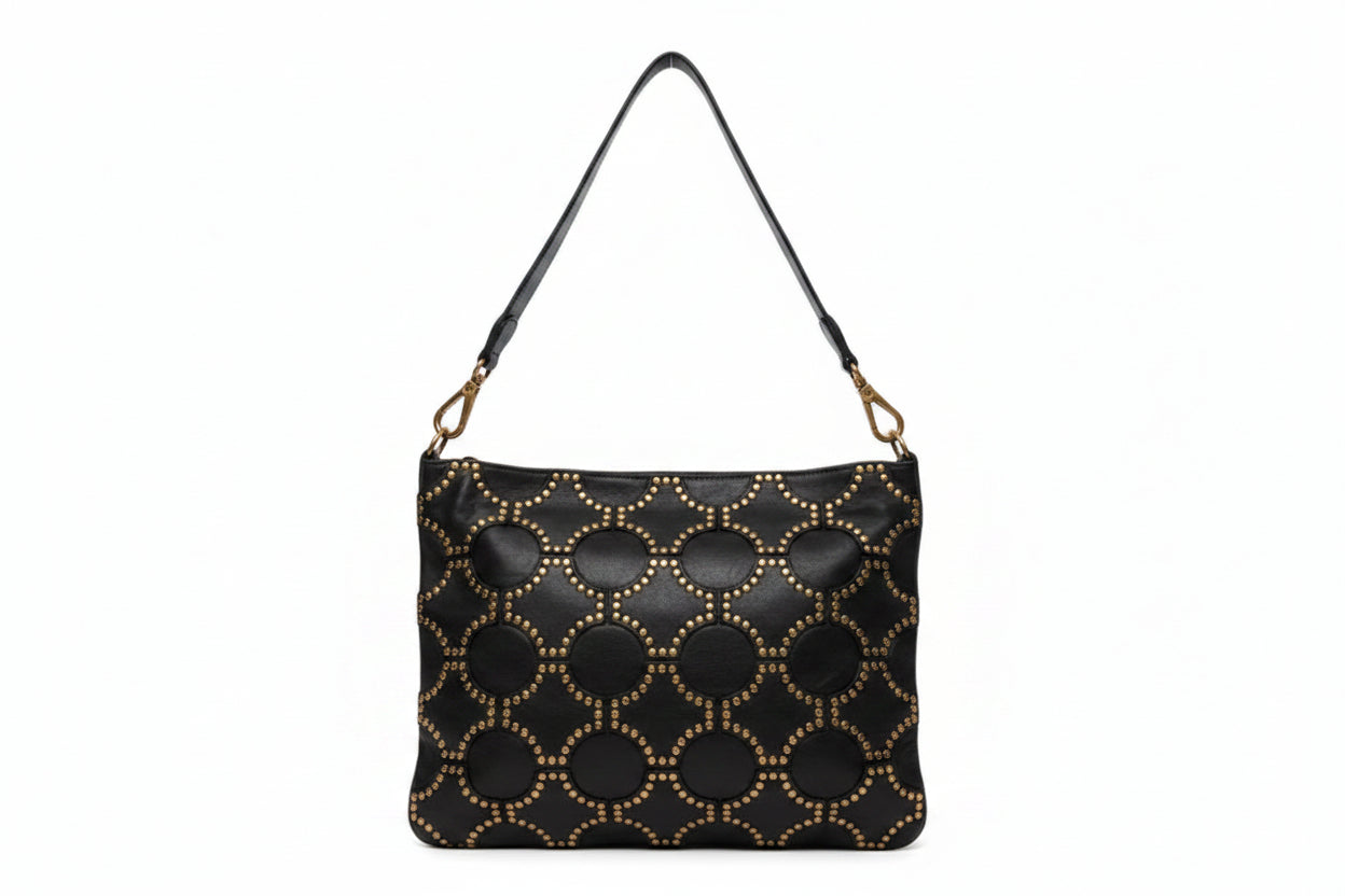 Margot shoulder bag size M with studs Campomaggi C045770ND X3112 black