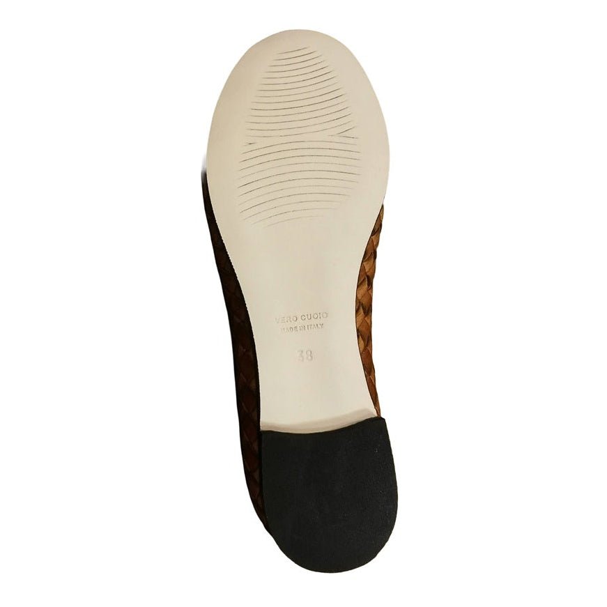 Ballerina in pelle intrecciata Pelletteria Allegrini Filippo B940 Mogano - Pelletteria Allegrini