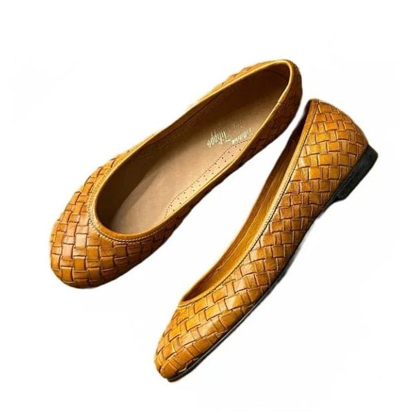 Ballerina in pelle intrecciata Pelletteria Allegrini Filippo B940 Mogano - Pelletteria Allegrini