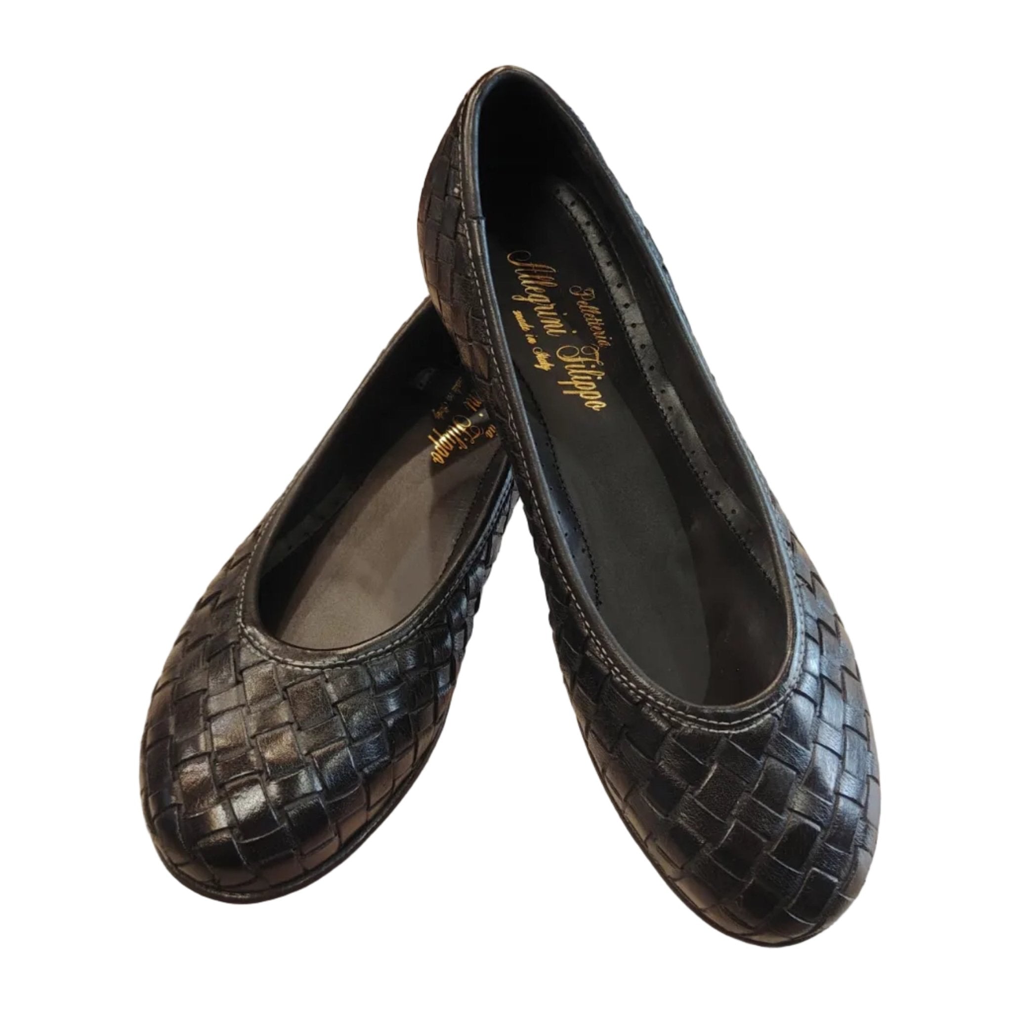 Ballerina in pelle intrecciata Pelletteria Allegrini Filippo B940 Nero - Pelletteria Allegrini