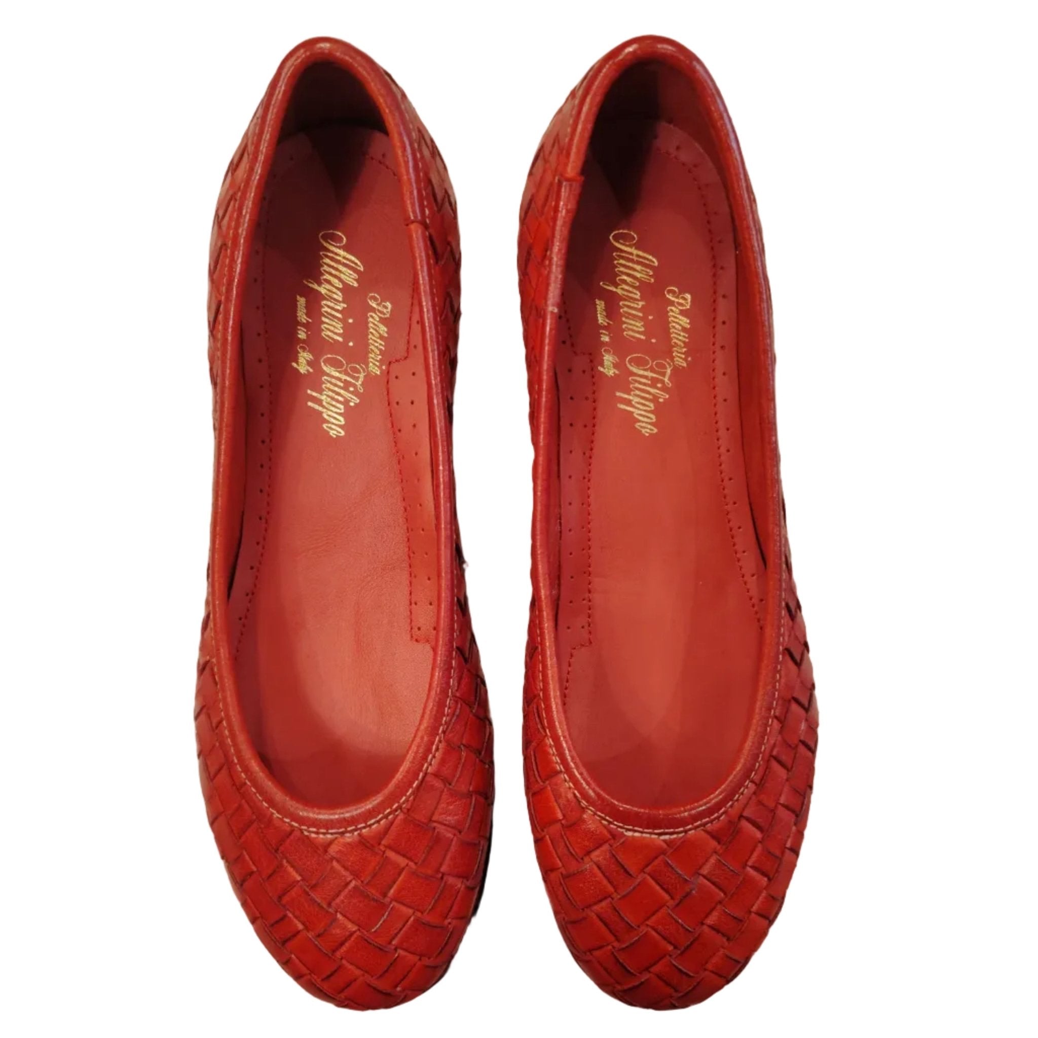Ballerina in pelle intrecciata Pelletteria Allegrini Filippo B940 Porpora - Pelletteria Allegrini