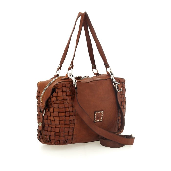Bauletto Edera - Rachele in pelle intrecciata CAMPOMAGGI C044300ND X2866 cognac - Pelletteria Allegrini