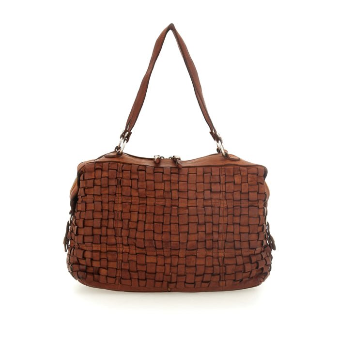 Bauletto Edera - Rachele in pelle intrecciata CAMPOMAGGI C044300ND X2866 cognac - Pelletteria Allegrini