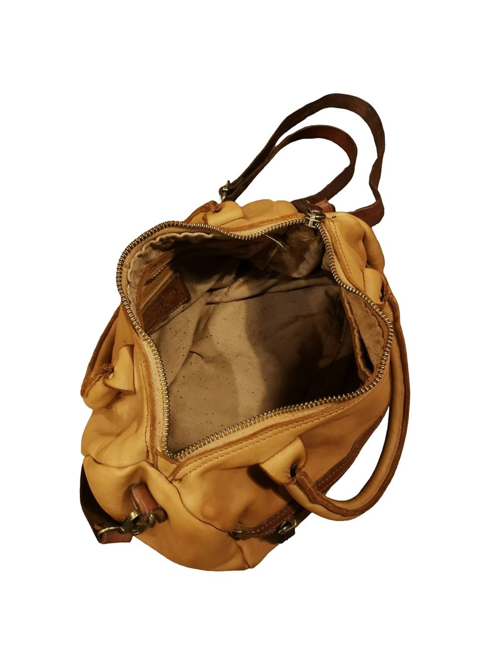 Bauletto in pelle con manici e tracolla Pelletteria Allegrini Filippo 1663 Cognac - Pelletteria Allegrini