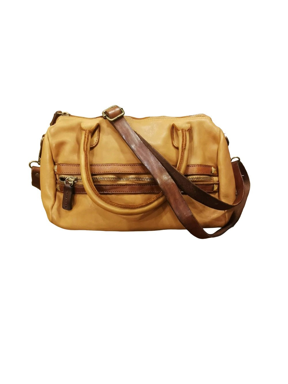 Bauletto in pelle con manici e tracolla Pelletteria Allegrini Filippo 1663 Cognac - Pelletteria Allegrini