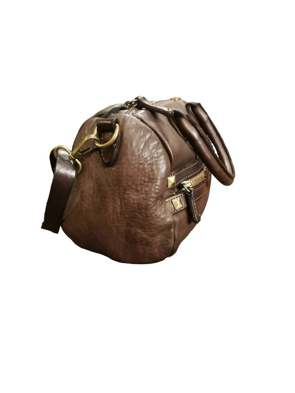 Bauletto in pelle con manici e tracolla Pelletteria Allegrini Filippo 1663 Testa di moro - Pelletteria Allegrini