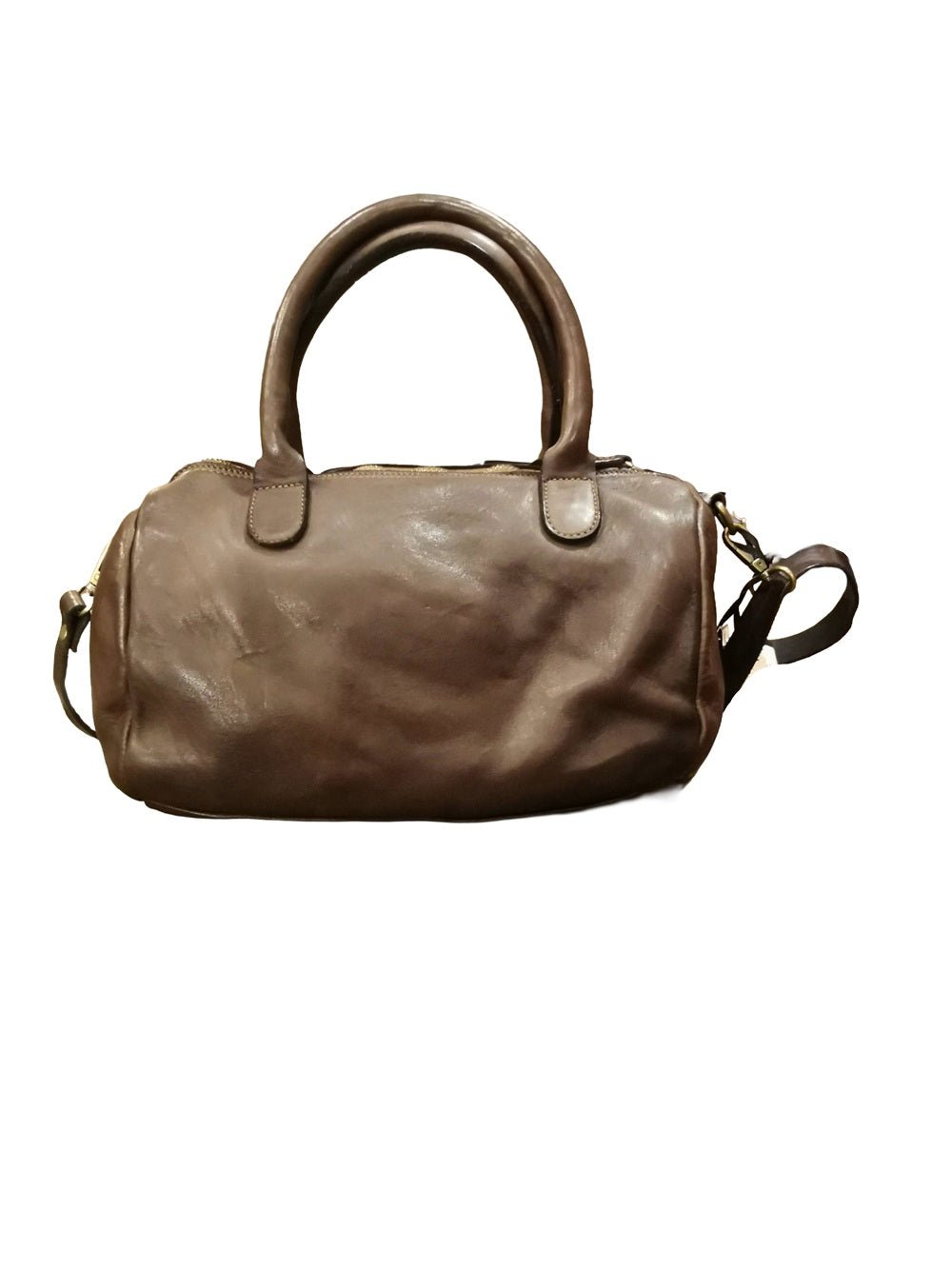 Bauletto in pelle con manici e tracolla Pelletteria Allegrini Filippo 1663 Testa di moro - Pelletteria Allegrini