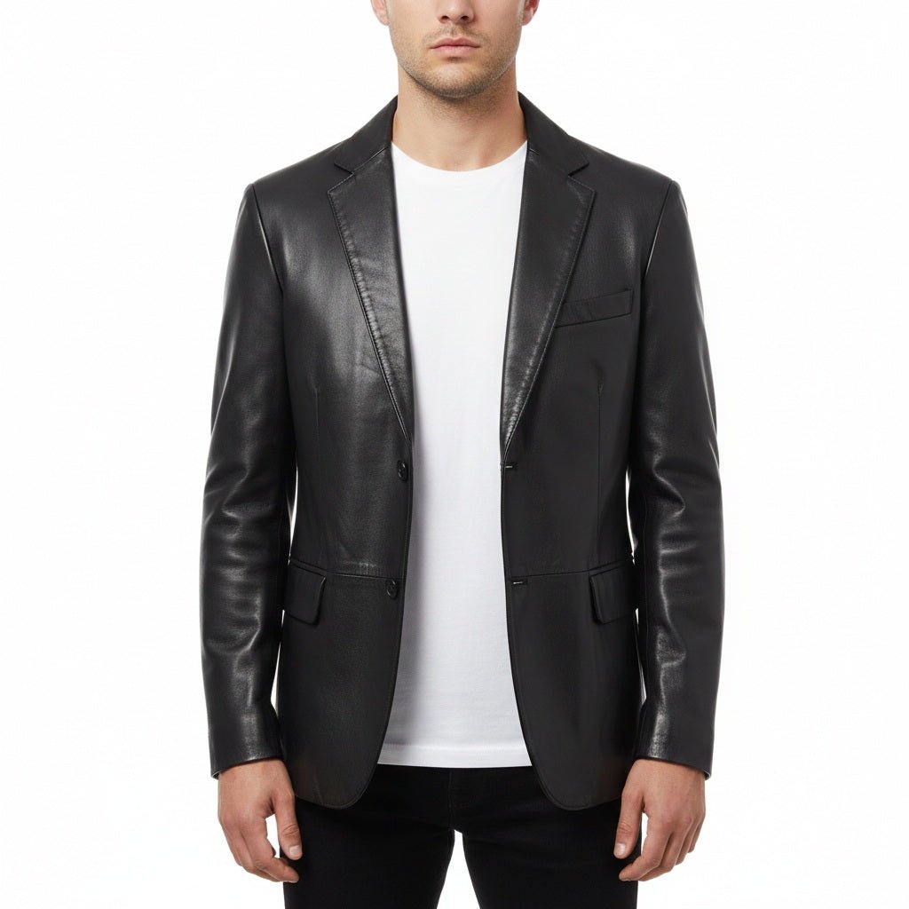 Blazer da uomo in pelle Pelletteria Allegrini Filippo OLIVER Nero - Pelletteria Allegrini