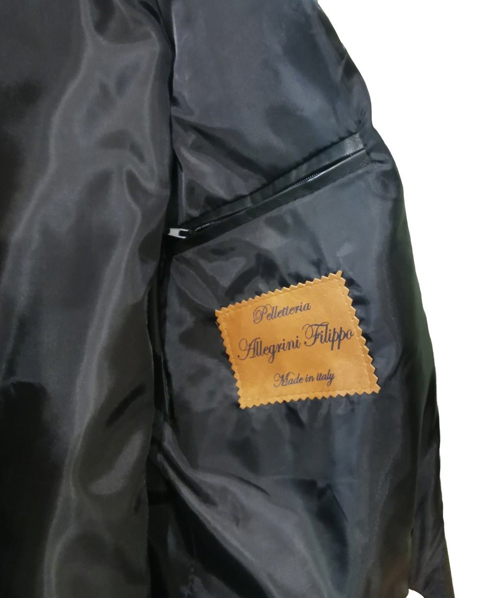 Blazer da uomo in pelle Pelletteria Allegrini Filippo OLIVER Nero - Pelletteria Allegrini