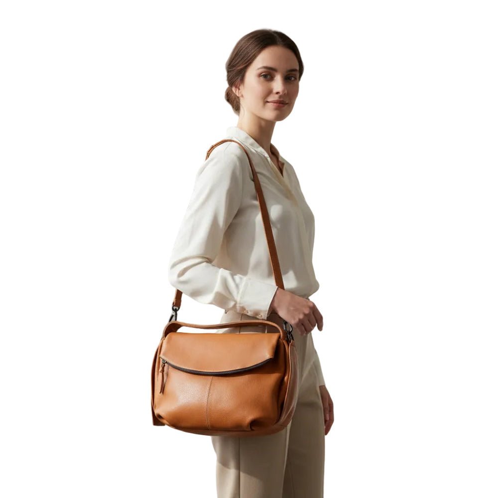 Borsa a mano in pelle con tracolla Bruno Rossi R76/G vacchetta - Pelletteria Allegrini