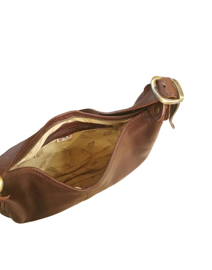 Borsa a mezza luna in pelle I Medici 63/2350 Marrone - Pelletteria Allegrini