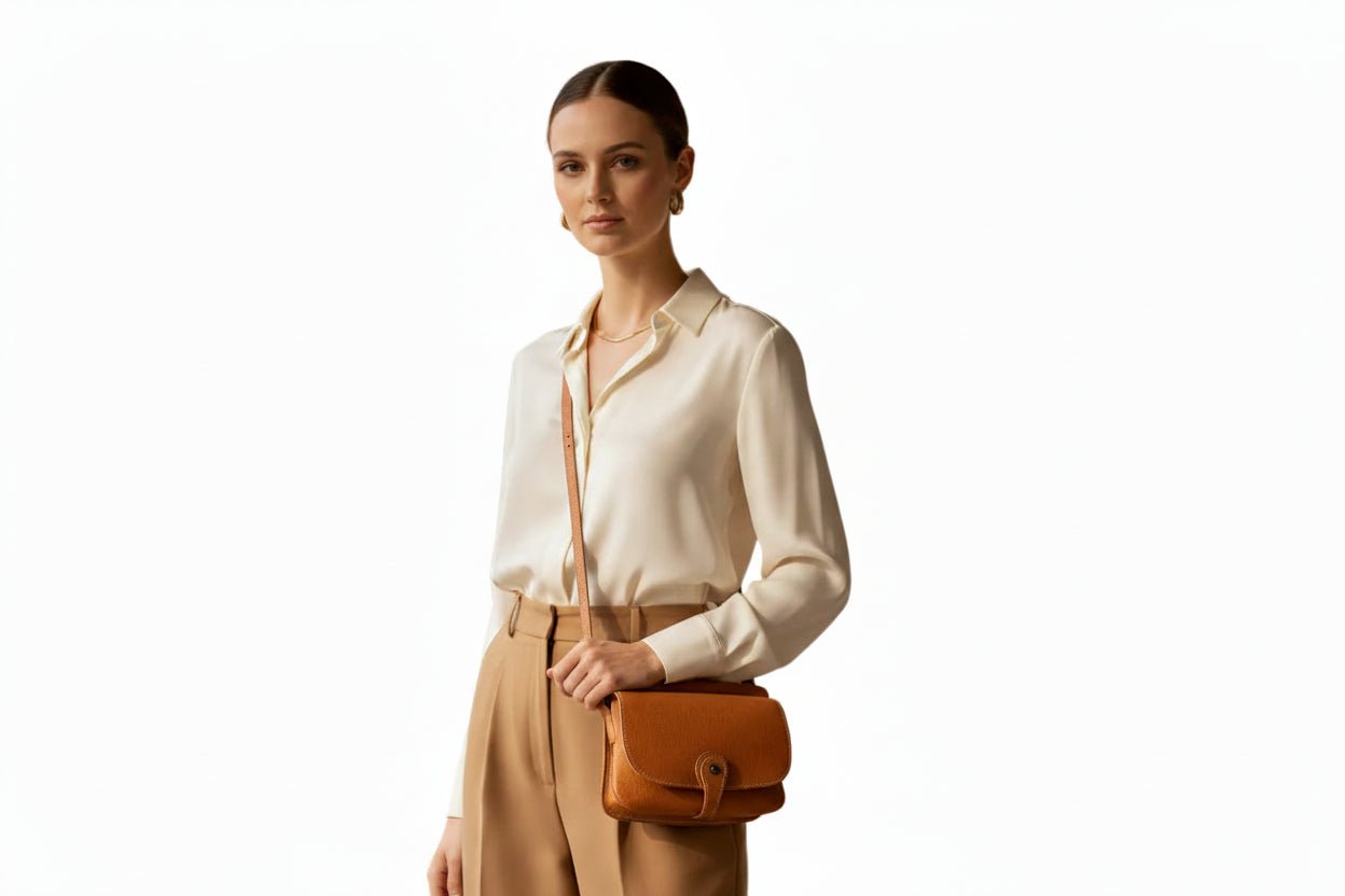 Borsa a tracolla in pelle Bruno Rossi R71/P vacchetta - Pelletteria Allegrini