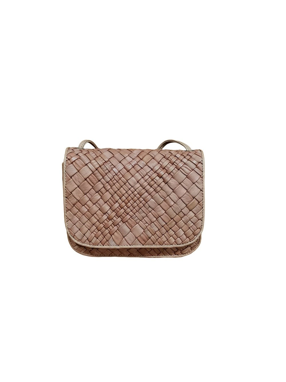 Borsa a tracolla in pelle intrecciata Visonà ESMERALDA 20315 Cognac - Pelletteria Allegrini