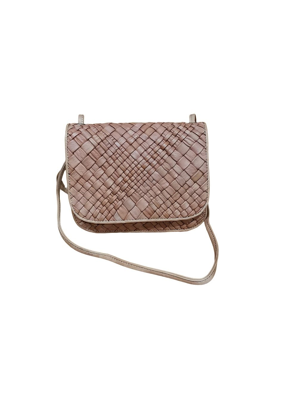 Borsa a tracolla in pelle intrecciata Visonà ESMERALDA 20315 Cognac - Pelletteria Allegrini
