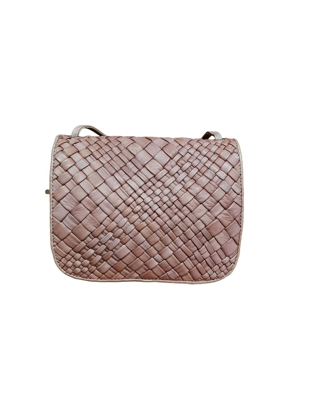 Borsa a tracolla in pelle intrecciata Visonà ESMERALDA 20315 Cognac - Pelletteria Allegrini