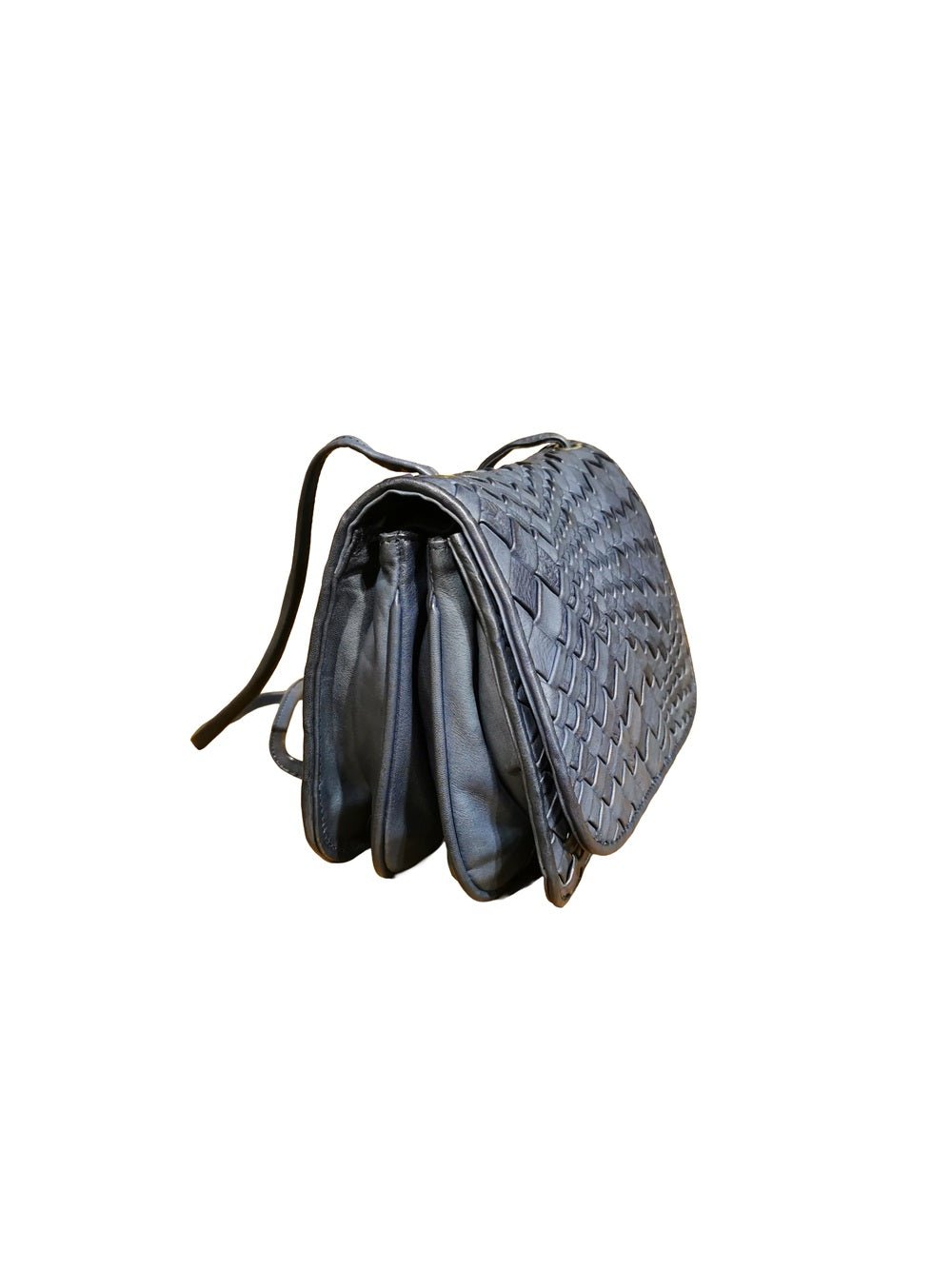 Borsa a tracolla in pelle intrecciata Visonà ESMERALDA 20315 Navy - Pelletteria Allegrini