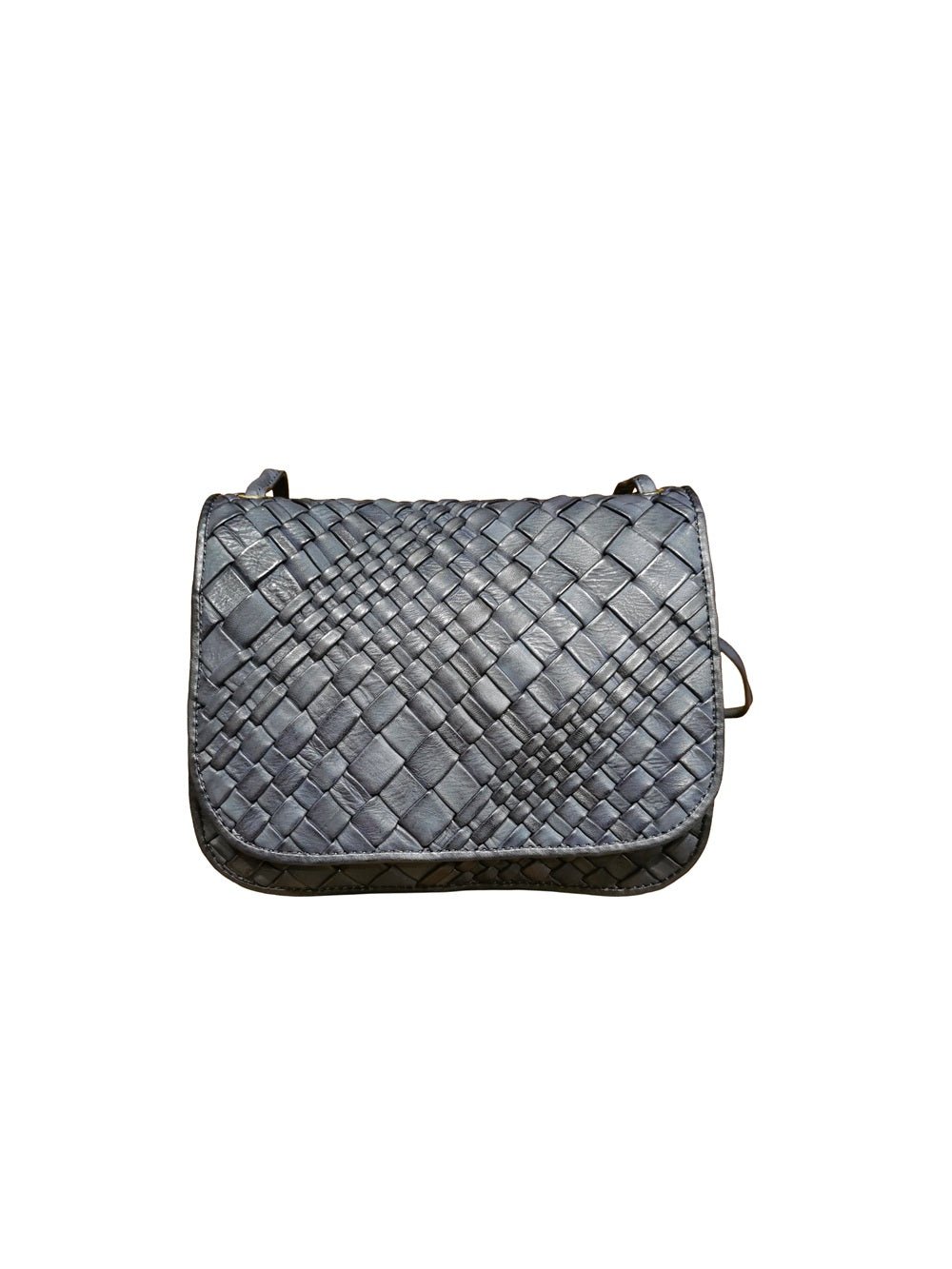 Borsa a tracolla in pelle intrecciata Visonà ESMERALDA 20315 Navy - Pelletteria Allegrini