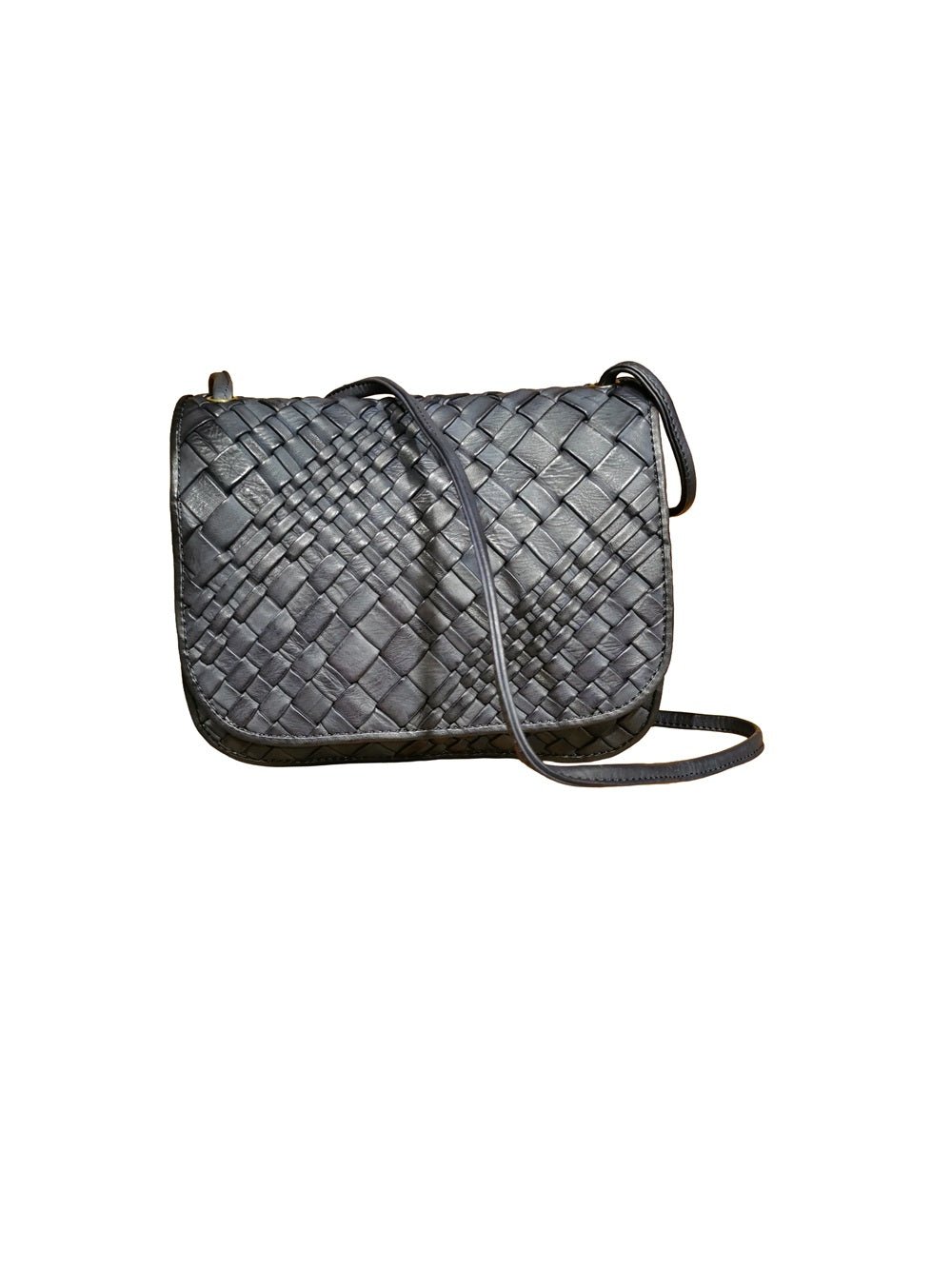 Borsa a tracolla in pelle intrecciata Visonà ESMERALDA 20315 Navy - Pelletteria Allegrini