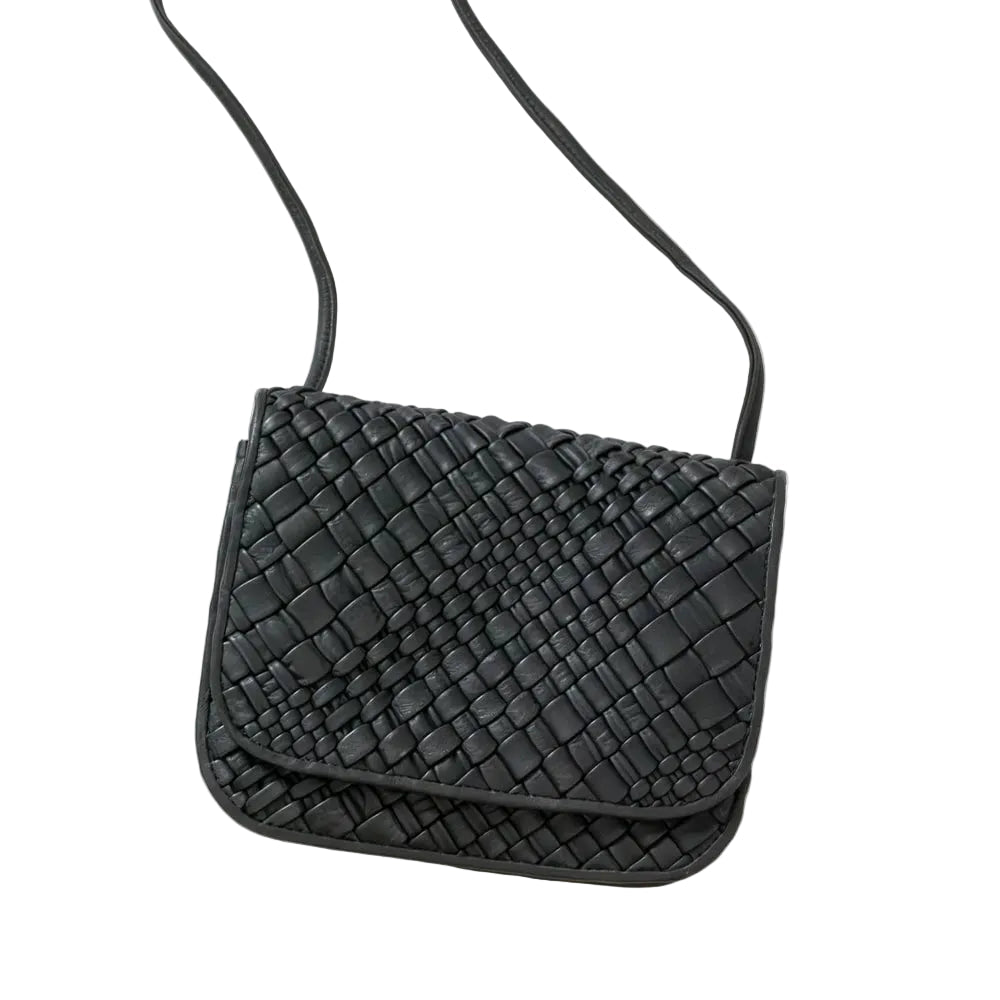 Borsa a tracolla in pelle intrecciata Visonà ESMERALDA 20315 Nero - Pelletteria Allegrini