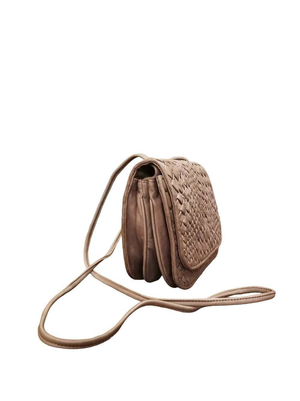 Borsa a tracolla in pelle intrecciata Visonà ESMERALDA 20315 Testa di moro - Pelletteria Allegrini