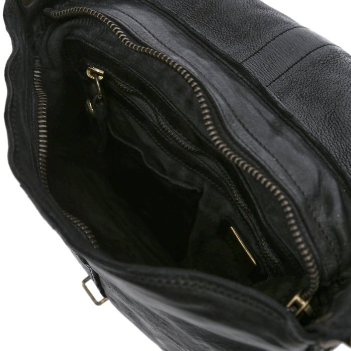 Borsa a tracolla Jacob in pelle Campomaggi C030690ND X0034 nero - Pelletteria Allegrini