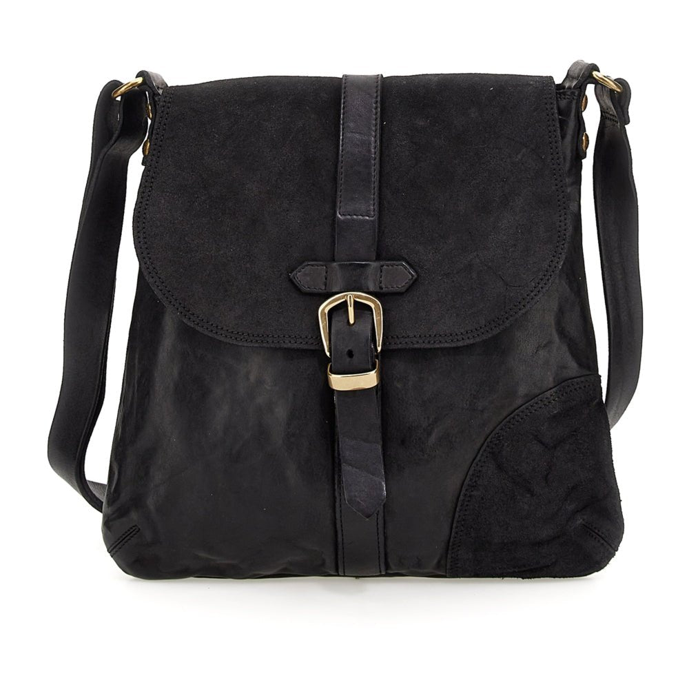 Borsa a tracolla Jacob in pelle Campomaggi C030690ND X0034 nero - Pelletteria Allegrini
